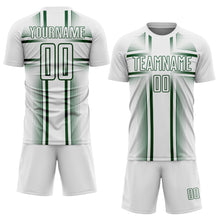 Load image into Gallery viewer, Custom White Green Lines Sublimation Soccer Uniform Jersey