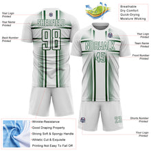 Load image into Gallery viewer, Custom White Green Lines Sublimation Soccer Uniform Jersey