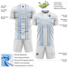 Load image into Gallery viewer, Custom White Light Blue Lines Sublimation Soccer Uniform Jersey