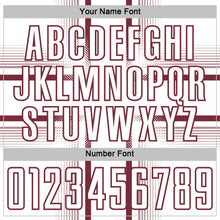 Load image into Gallery viewer, Custom White Burgundy Lines Sublimation Soccer Uniform Jersey
