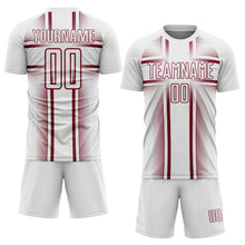 Load image into Gallery viewer, Custom White Crimson Lines Sublimation Soccer Uniform Jersey