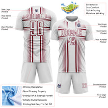 Load image into Gallery viewer, Custom White Crimson Lines Sublimation Soccer Uniform Jersey
