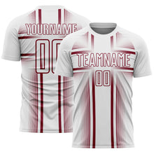 Load image into Gallery viewer, Custom White Crimson Lines Sublimation Soccer Uniform Jersey