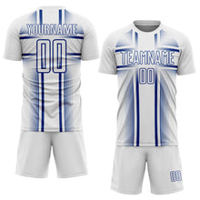 Load image into Gallery viewer, Custom White Royal Lines Sublimation Soccer Uniform Jersey