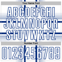Load image into Gallery viewer, Custom White Royal Lines Sublimation Soccer Uniform Jersey