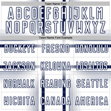 Load image into Gallery viewer, Custom White Navy Lines Sublimation Soccer Uniform Jersey
