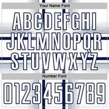 Load image into Gallery viewer, Custom White Navy Lines Sublimation Soccer Uniform Jersey