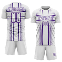 Загрузить изображение в средство просмотра галереи, Custom White Purple Lines Sublimation Soccer Uniform Jersey