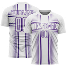 Загрузить изображение в средство просмотра галереи, Custom White Purple Lines Sublimation Soccer Uniform Jersey