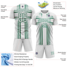 Charger l'image dans la galerie, Custom White Kelly Green Lines Sublimation Soccer Uniform Jersey