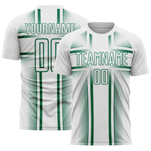 Charger l'image dans la galerie, Custom White Kelly Green Lines Sublimation Soccer Uniform Jersey