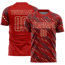 Load image into Gallery viewer, Custom Red Cream Slant Lines Sports Sublimation Soccer Uniform Jersey