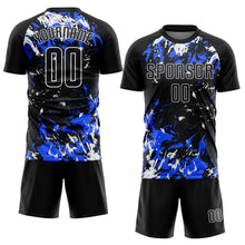Charger l'image dans la galerie, Custom Black Royal-White Fluid Art Splash Sublimation Soccer Uniform Jersey