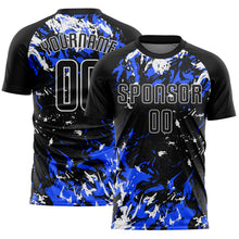 Charger l'image dans la galerie, Custom Black Royal-White Fluid Art Splash Sublimation Soccer Uniform Jersey