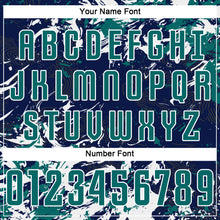 Load image into Gallery viewer, Custom Navy Teal-White Fluid Art Splash Sublimation Soccer Uniform Jersey