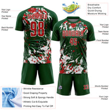 Load image into Gallery viewer, Custom Green Red-White Fluid Art Splash Sublimation Soccer Uniform Jersey