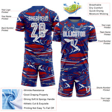 Laden Sie das Bild in den Galerie-Viewer, Custom Figure White Royal-Red Fluid Art Splash Sublimation Soccer Uniform Jersey