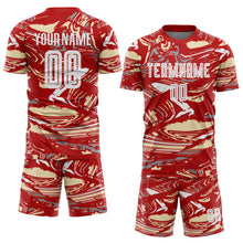 Charger l'image dans la galerie, Custom Figure White Red-Cream Fluid Art Splash Sublimation Soccer Uniform Jersey