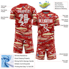 Charger l'image dans la galerie, Custom Figure White Red-Cream Fluid Art Splash Sublimation Soccer Uniform Jersey