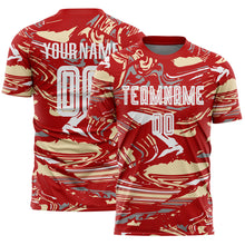 Charger l'image dans la galerie, Custom Figure White Red-Cream Fluid Art Splash Sublimation Soccer Uniform Jersey
