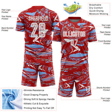 Загрузить изображение в средство просмотра галереи, Custom Figure White Red-Light Blue Fluid Art Splash Sublimation Soccer Uniform Jersey