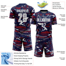 Charger l'image dans la galerie, Custom Figure White Navy-Crimson Fluid Art Splash Sublimation Soccer Uniform Jersey
