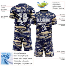 Charger l'image dans la galerie, Custom Figure White Navy-Cream Fluid Art Splash Sublimation Soccer Uniform Jersey