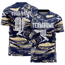 Charger l'image dans la galerie, Custom Figure White Navy-Cream Fluid Art Splash Sublimation Soccer Uniform Jersey