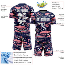 Charger l'image dans la galerie, Custom Figure White Navy-Medium Pink Fluid Art Splash Sublimation Soccer Uniform Jersey