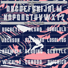 Charger l'image dans la galerie, Custom Figure White Navy-Medium Pink Fluid Art Splash Sublimation Soccer Uniform Jersey