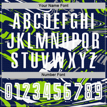 Charger l'image dans la galerie, Custom Figure White Navy-Neon Green Fluid Art Splash Sublimation Soccer Uniform Jersey