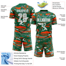 Charger l'image dans la galerie, Custom Figure White Kelly Green-Orang Fluid Art Splash Sublimation Soccer Uniform Jersey