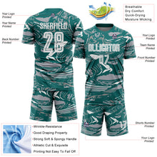 Charger l'image dans la galerie, Custom Figure White Teal-Gray Fluid Art Splash Sublimation Soccer Uniform Jersey