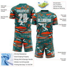 Charger l'image dans la galerie, Custom Figure White Teal-Orange Fluid Art Splash Sublimation Soccer Uniform Jersey