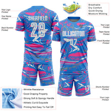 Charger l'image dans la galerie, Custom Figure White Powder Blue-Pink Fluid Art Splash Sublimation Soccer Uniform Jersey