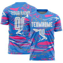 Charger l'image dans la galerie, Custom Figure White Powder Blue-Pink Fluid Art Splash Sublimation Soccer Uniform Jersey