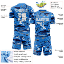Charger l'image dans la galerie, Custom Figure White Powder Blue-Navy Fluid Art Splash Sublimation Soccer Uniform Jersey