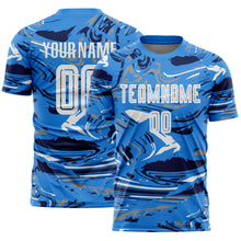 Charger l'image dans la galerie, Custom Figure White Powder Blue-Navy Fluid Art Splash Sublimation Soccer Uniform Jersey