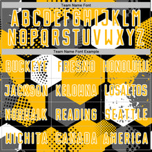 Load image into Gallery viewer, Custom Black Gold-White Geometric Shape Sublimation Soccer Uniform Jersey