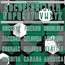 Load image into Gallery viewer, Custom Black Kelly Green-White Geometric Shape Sublimation Soccer Uniform Jersey