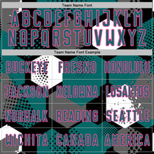 Load image into Gallery viewer, Custom Black Teal White-Pink Geometric Shape Sublimation Soccer Uniform Jersey