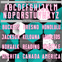 Load image into Gallery viewer, Custom Black White Aqua-Pink Geometric Shape Sublimation Soccer Uniform Jersey