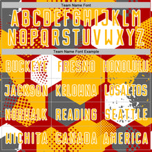 Load image into Gallery viewer, Custom Red Gold-White Geometric Shape Sublimation Soccer Uniform Jersey