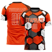 Загрузить изображение в средство просмотра галереи, Custom Brown Orange-White Geometric Shape Sublimation Soccer Uniform Jersey
