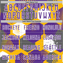 Load image into Gallery viewer, Custom Gold Purple-White Geometric Shape Sublimation Soccer Uniform Jersey