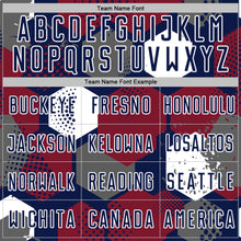 Laden Sie das Bild in den Galerie-Viewer, Custom Navy Crimson-White Geometric Shape Sublimation Soccer Uniform Jersey