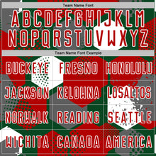 Laden Sie das Bild in den Galerie-Viewer, Custom Green Red-White Geometric Shape Sublimation Soccer Uniform Jersey