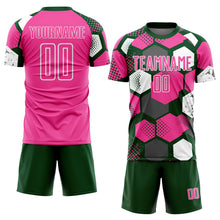 Загрузить изображение в средство просмотра галереи, Custom Green Pink-White Geometric Shape Sublimation Soccer Uniform Jersey