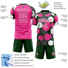 Загрузить изображение в средство просмотра галереи, Custom Green Pink-White Geometric Shape Sublimation Soccer Uniform Jersey