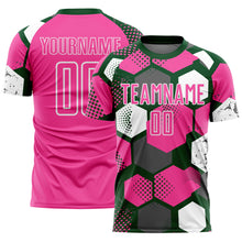 Загрузить изображение в средство просмотра галереи, Custom Green Pink-White Geometric Shape Sublimation Soccer Uniform Jersey